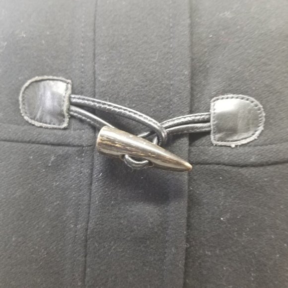 Michael Kors 10‎ Black Pea Coat Wool Blend Toggle Hood - Picture 3 of 6